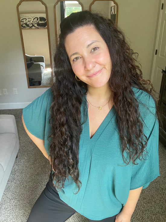 Green V-Neck Dolman Top