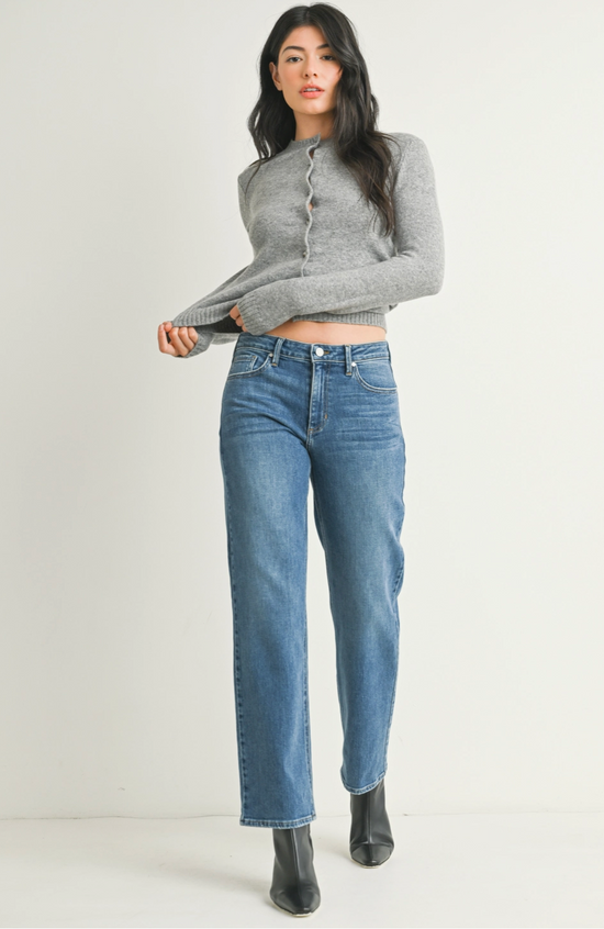 Medium Wash Stretchy Straight Jeans