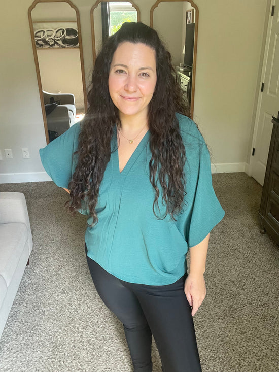 Green V-Neck Dolman Top