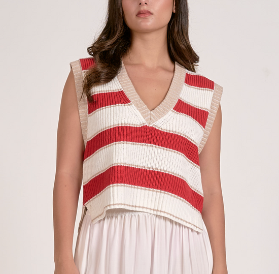 Red Stripe Sweater Vest
