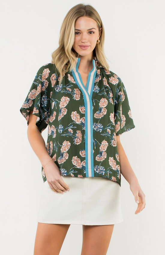 Olive Flower Top